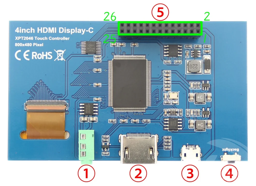 800X480 LCD Control Board 4′ ′ HDMI Input Raspberry Pi Monitor with Touch Control