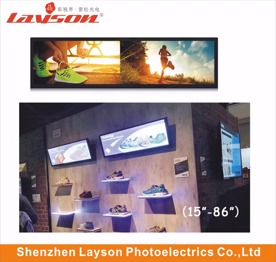 24 Polegada barra ultra larga esticada publicidade media player rede wifi sinalização digital multimídia monitor led display lcd a cores